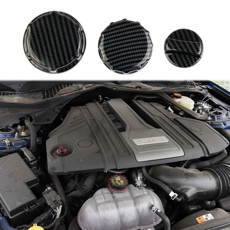 

Верхняя часть!-крышка тормозной жидкости, крышка антифриза, крышка, отделка для Ford Mustang 2024, аксессуары для интерьера, углеродное волокно