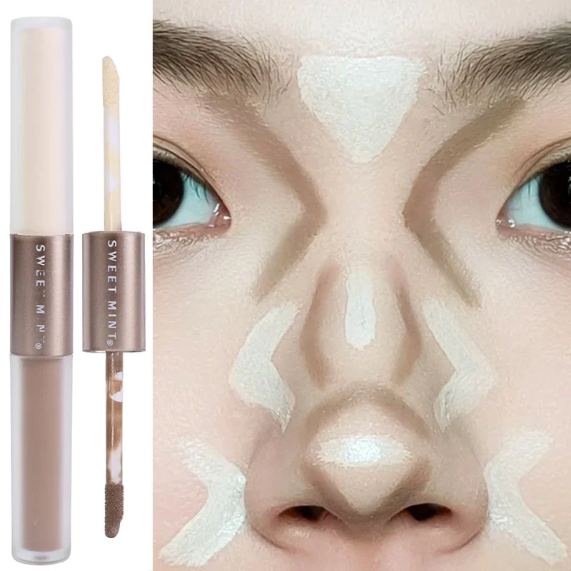 2 in 1 Matte Liquid Highlighting Contouring Sticks Brightens Skin Grey Brown Nose Shadow Contour Pencil 3D Face Makeup Cosmetics