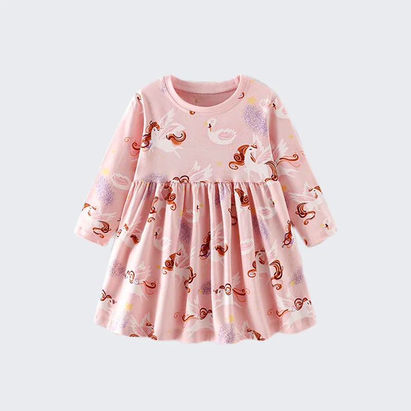 

Little buddyGirls' Dress Autumn Winter New Style Toddler Princess Dress Round Neck Long Sleeve Elegant