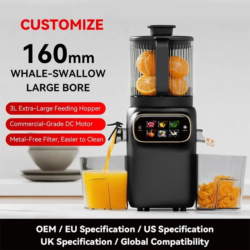Slow Cold-Press Juicer Pulp-Free Juice Large Feed Chute No Need to Pre-Cut Fruits and Vegetables Genuine Home Juicer