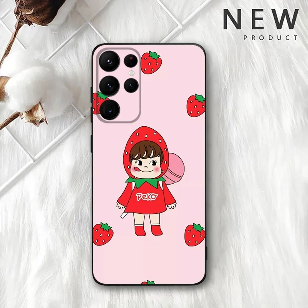 Fujiya Milky Peko-Chan  Phone Case For Samsung Galaxy A20,A21s,A22,A31,A32,A52,A53,A72,73,A80,A91 Soft Black Cover