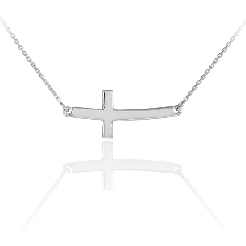 

Серебряное колье 925 пробы с горизонтальной изогнутой поперечной планкой в стиле креста