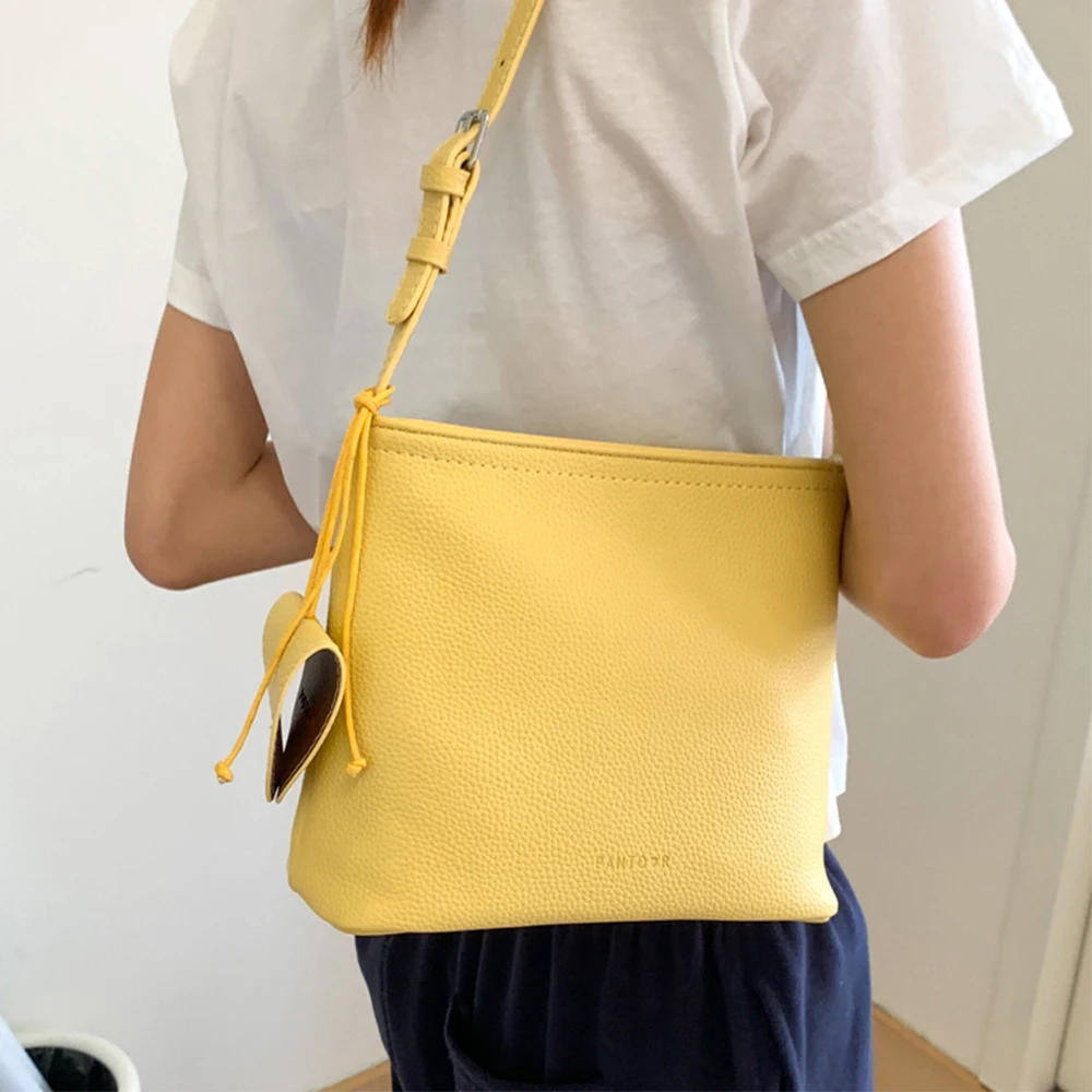 

Large Capacity Women Tote Bag Solid Color Lychee Print Pu Square Shoulder Bags Female Leisure All-match Underarm Packs Handbag