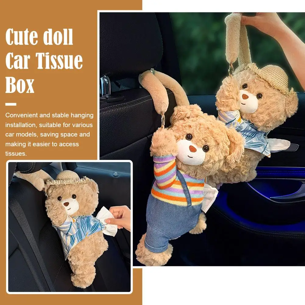 

Car Cartoon Tissue Box Cute Little Bear Doll Car Backseat Bag Hanging Car Car Creative Gift Decorations Ornaments Tissue I2S1