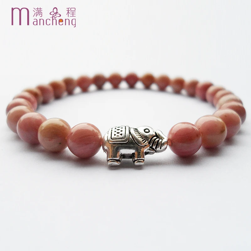 fnaf 2 rupee item Sexy Men Women 6MM Natural Stone Beads Rope Chain Rhodonite Strand Bracelets Mujer Elephant Kuromi Navidad