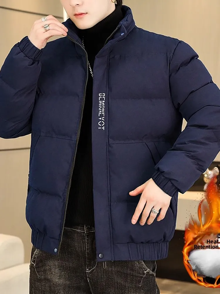 

Мужская утепленная хлопковая куртка на осень-зиму, модная теплая верхняя одежда для молодежи, с принтом, эластичным подолом, длинными рукавами и молнией