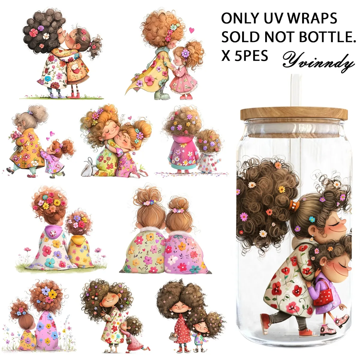 

Набор из 5 штук, 16 унций, с дизайном ко Дню матери «Обними свою маму», УФ-печать DTF, подходит для декорирования кружек, для производителей подарков (кроме кружек)