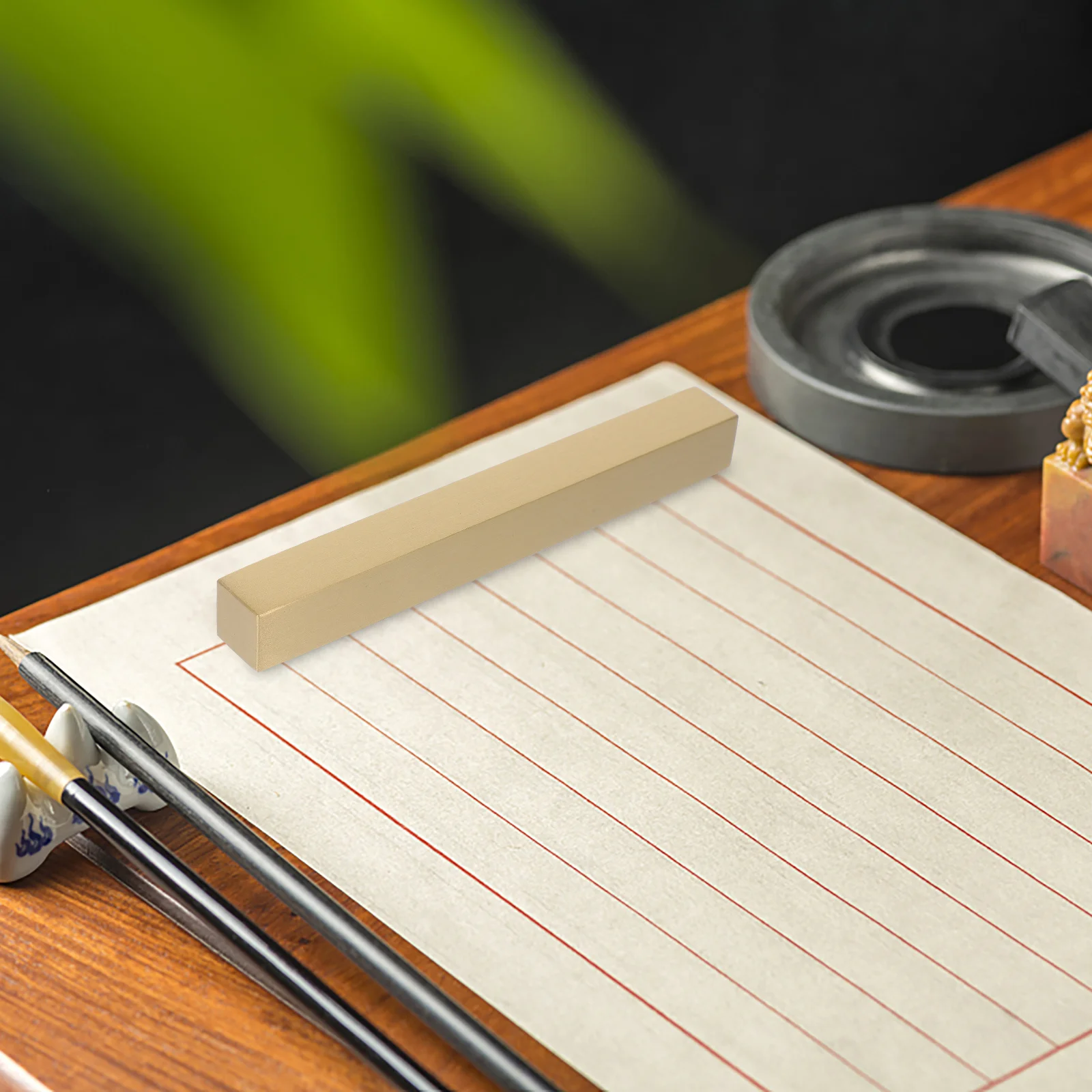 

1pc Brass Paperweight Gold Small Square Copper Desktop Decor For Office Home Chinese Calligraphy Writing Weight Stationery