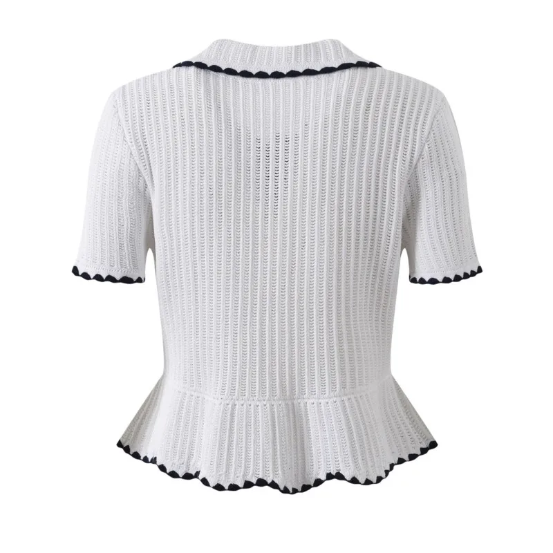 Gegolfde Revers Single Breasted Cardigan + Rok Set Mode 2 Sets