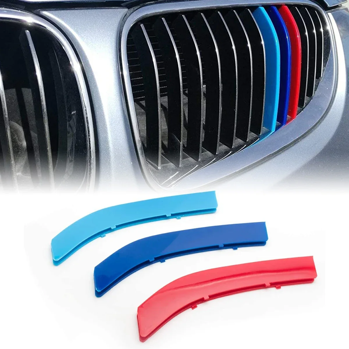 

///M-Color ABS Front Center Insert Cover Grille Kidney Grill Trims for BMW E92 E93 3-Series LCI 2010-2013 13 Beams Car Styling