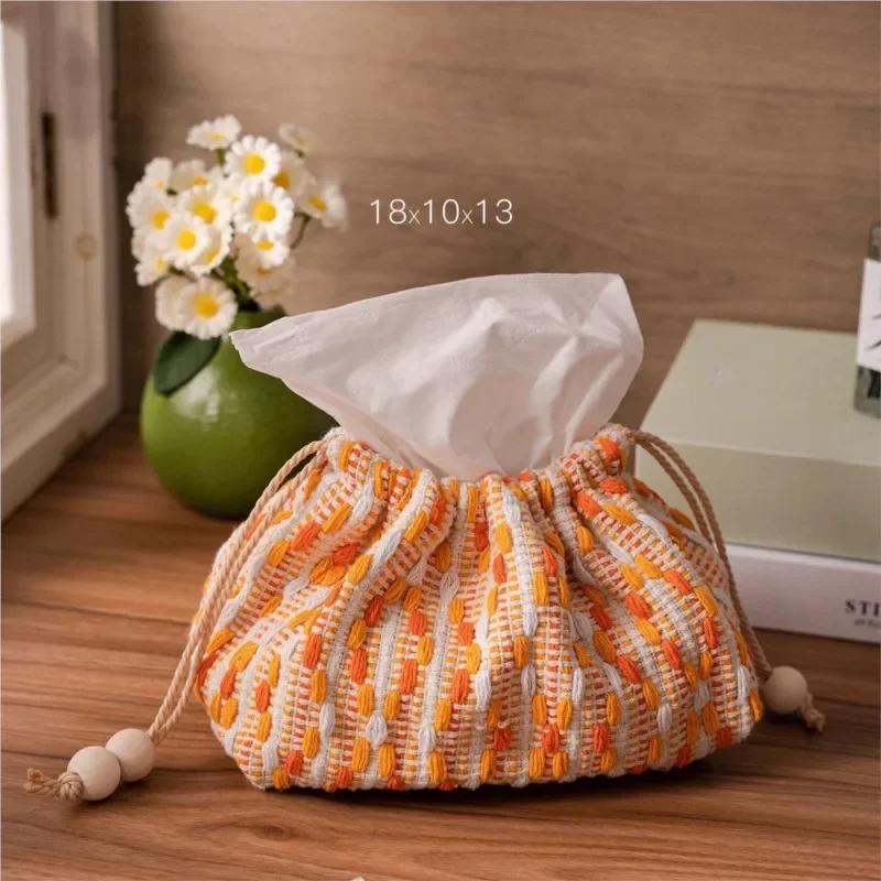 Cotton Hemp Creative Tissue Box Tissue Napkins Living Room Car Paper Storage Box Desktop Fabric Paper Box With Drawstring ZI929