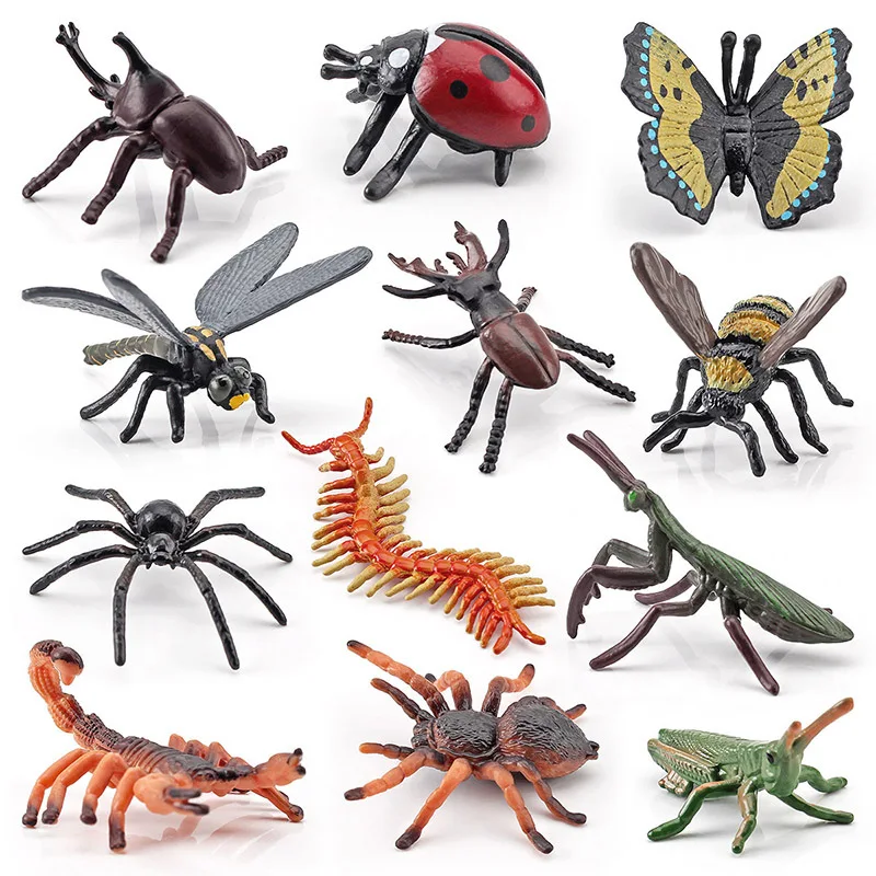 Tropical Rain Forest Insect Model Education Toys Cognitive Tool Static Ornaments Plastic Handicraft Decoration baby Toy gift A3