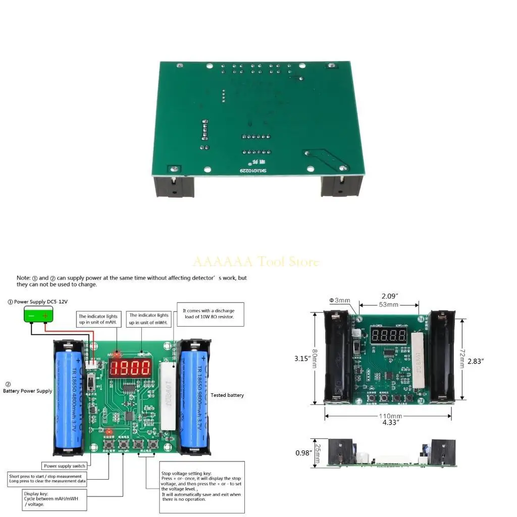 A2BE 배터리 테스터 모듈 18650 리튬 배터리 방전 진정한 용량 미터 XH-M24