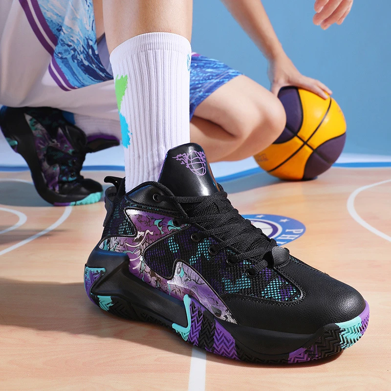 Anti-Slip Wear-Resistant Basketball Shoes Mesh Breathable Teenagers Adult Men Women Practical Competition Training Sports Shoes