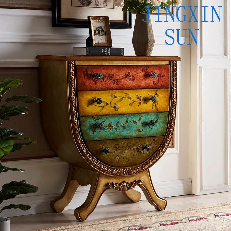 American porch cabinet retro chest cabinet bedroom storage cabinet corridor decorative four chest living room