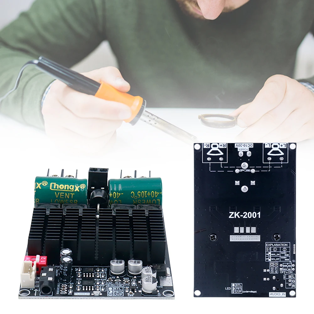 ZK-2001 TPA3221 Scheda amplificatore di potenza digitale da palco posteriore puro Amplificatore audio stereo DC 10-30V 200W AMP Altoparlante subwoofer mono con ponticello