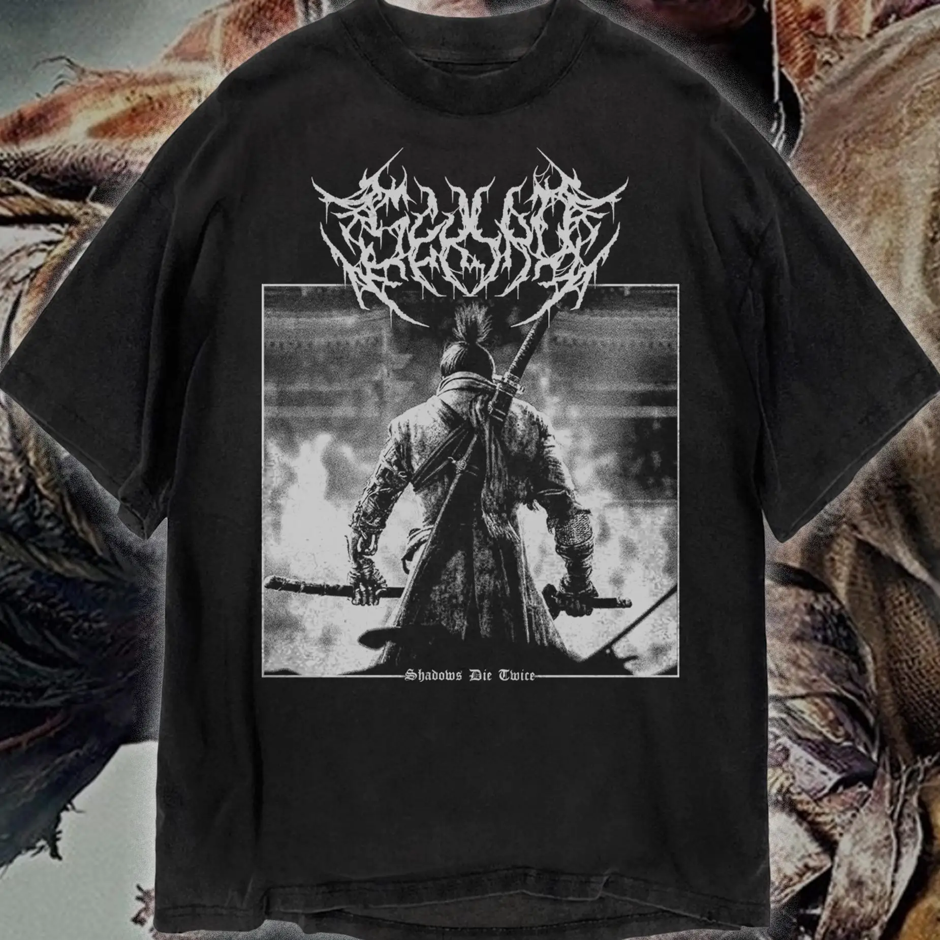 Sekiro Printed Pure Cotton T-Shirt Shadows Die Twice FromSoftware Metal Video Game Tee Men's Clothing Women's Summer T Shirt