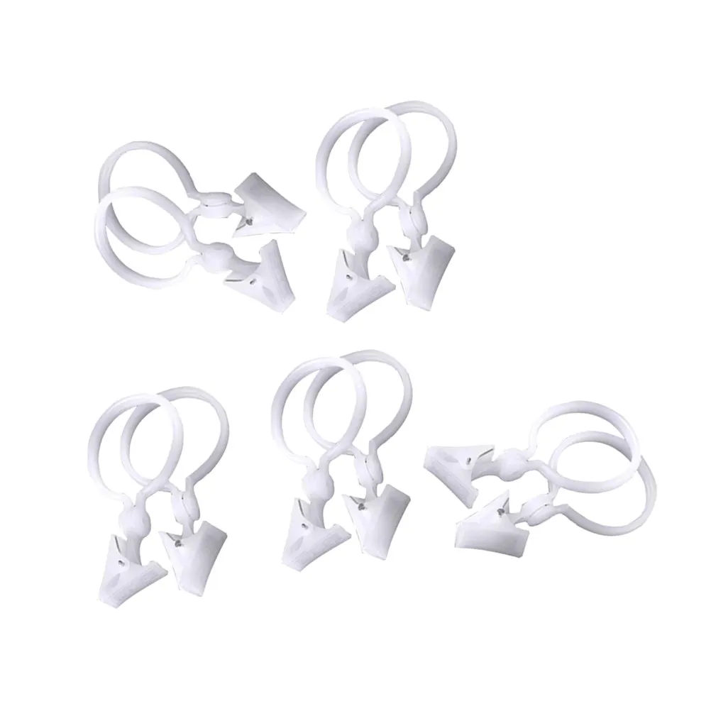 10Pcs Reliable Plastic Curtain Hangers 12x6cm Round Buckle Clips for Shower Curtains Drapes Photos Bathroom Bedroom Living Room