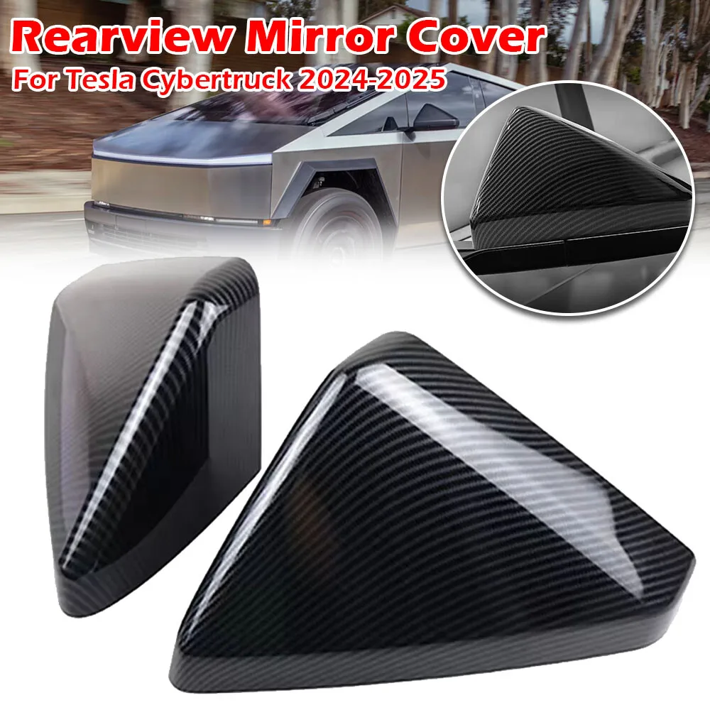 

For Tesla Cybertruck 2023 2024 2025 Car Rearview Side Mirror Cover Wing Cap Exterior Door Housing Shell Trim ABS Carbon Fiber