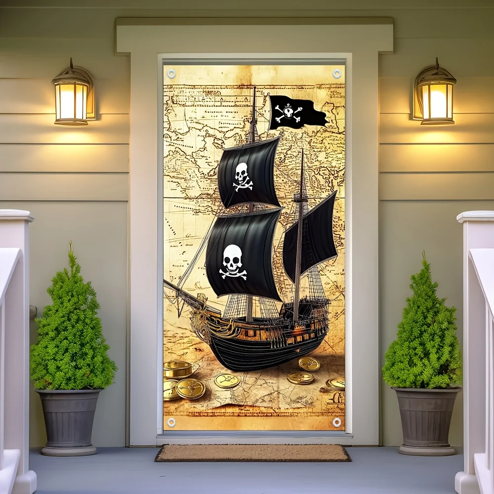 2D door cover 2D flat printing 1 door cover for a ship's cabin Rudder wheel door cover Multi-purpose hanging decoration item