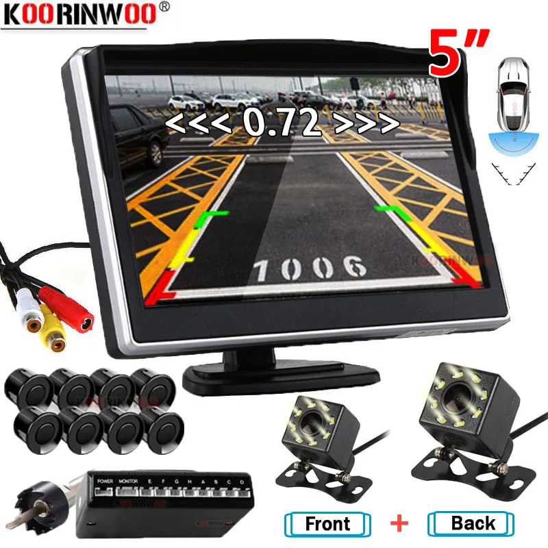 Koorinwoo Full Kit Parktonic 8 Parking Sensors With Car Monitor Sucker Rear view camera Front Form Parking System Adjustable Cam