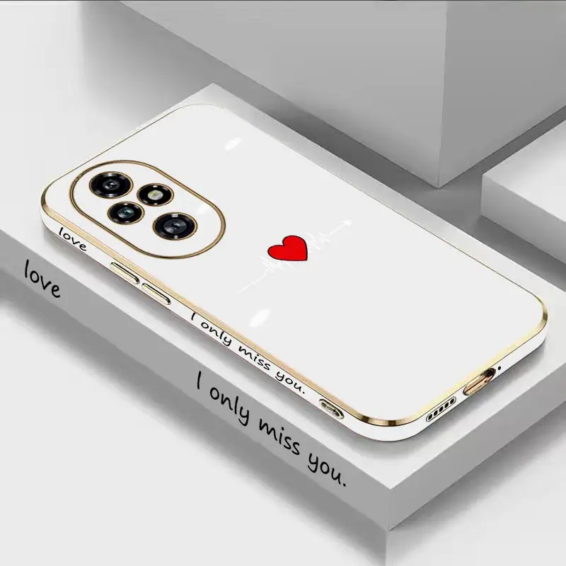 200Pro Beating Heart Luxury New Plating Phone Case For Honor 200 100 200Pro 90 200Lite 100Pro 90GT 90Pro Soft Back Cover