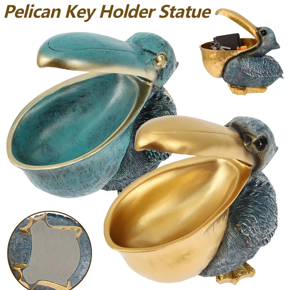

Pelican Key Holder Statue Resin Retro Resin Key Jewelry Storage Toucan Candy Dish Entrance Hall Living Room Tea Table Decoration