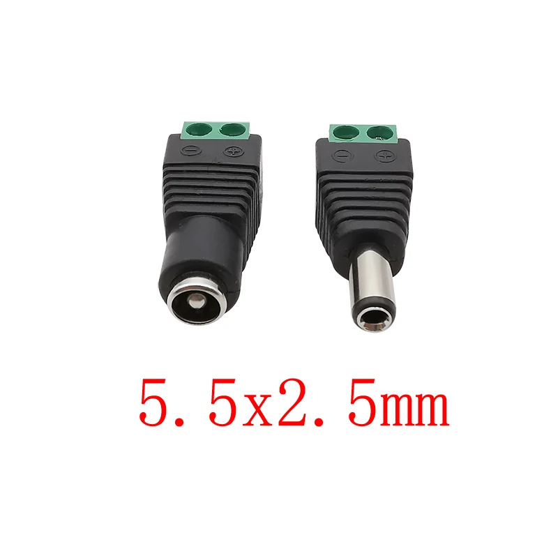 5,5x2,5mm männliche Gleichstrom buchsen 12-V-Gleichstrom-Netzsteckeradapter-Buchsenstecker für einfarbige LED-Streifenlicht-CCTV-Kamera