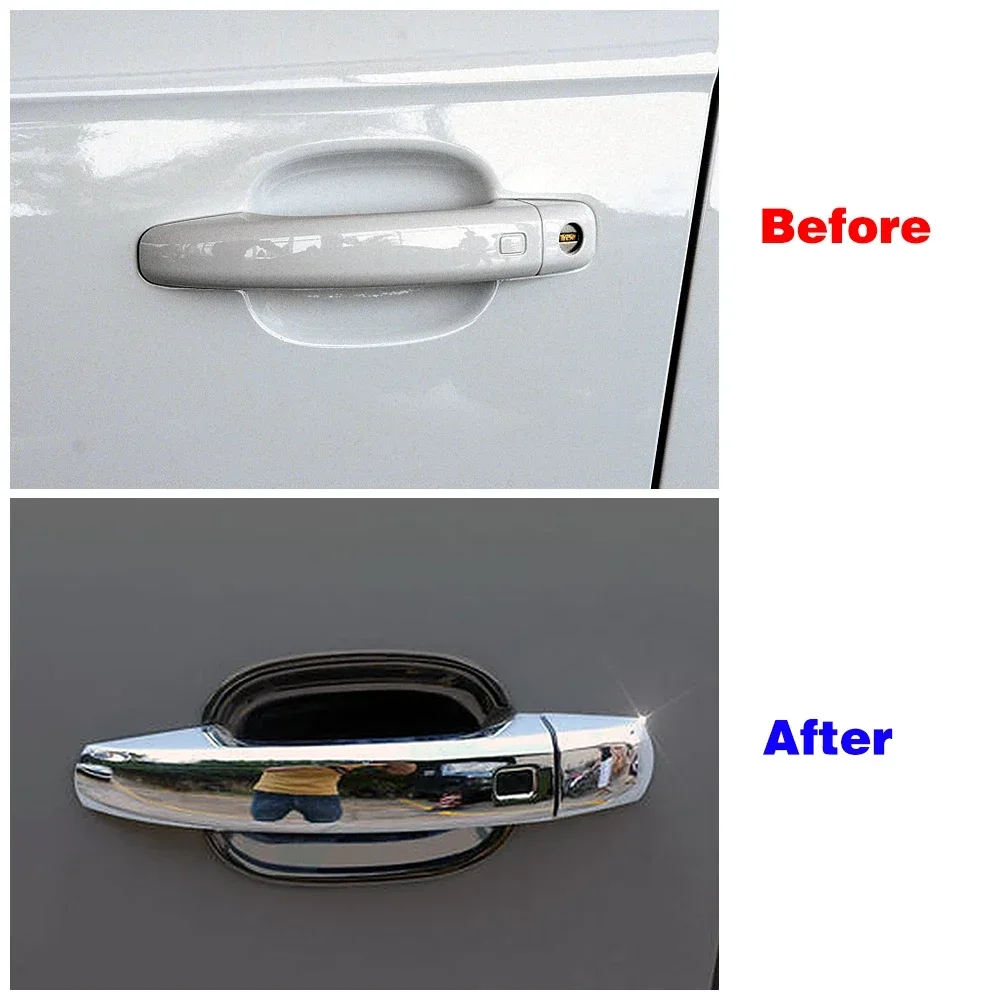 For Audi Q3 Q5 A4 B8 2009 2015 Accessories Car Exterior Chrome Refit Carbon Door Handle Cover Trim Garnish Sticker Anti Scratch