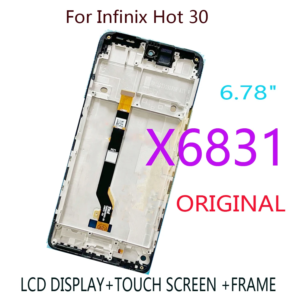 

6,78 "Оригинальный ЖК-дисплей для Infinix Hot30 X6831, сменный сенсорный дигитайзер в сборе