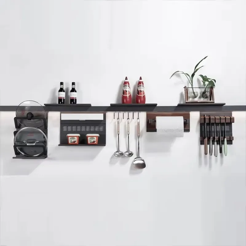 Wall Mounted Storage Rack Non-Punch Multifunctional Kitchenware Rack Electrical Appliances Seasoning Wall Hanging Hanger