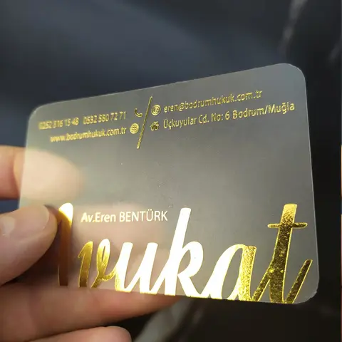 Custom Frosty Clear Transparent Plastic Business Cards Gold Foil Silver Stylish Visit Card Printing PVC Design for FREE LOGO