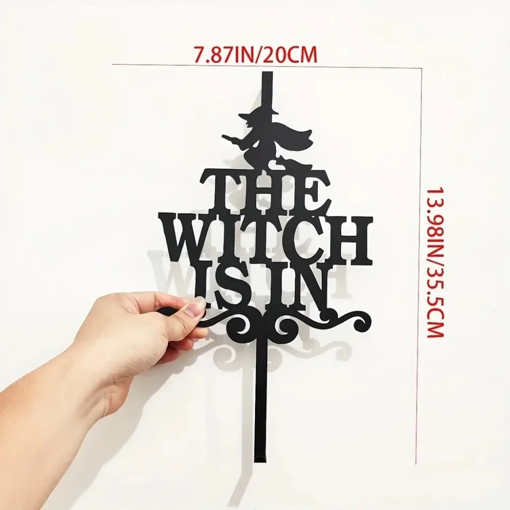 The Witch Is In Wreath Hanger: Metal Over-the-Door Hook for Front Door. Ideal for Halloween, Christmas, and Thanksgiving Decor