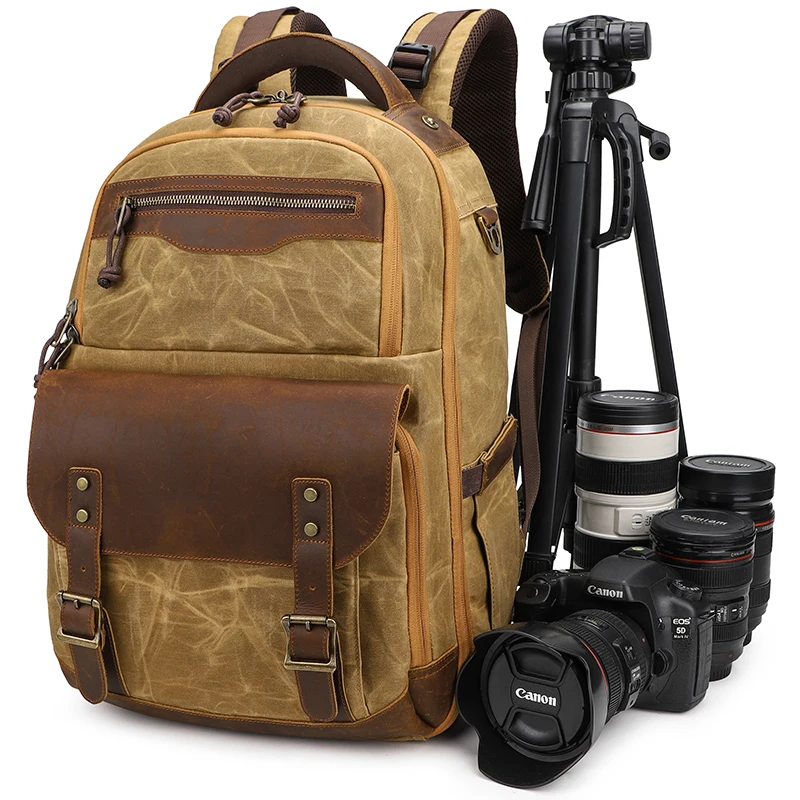 

Винтажный рюкзак для фотокамеры DSLR, холщовая сумка для ноутбука и фотоаппарата, сумка для хранения цифровой техники для путешествий на природе