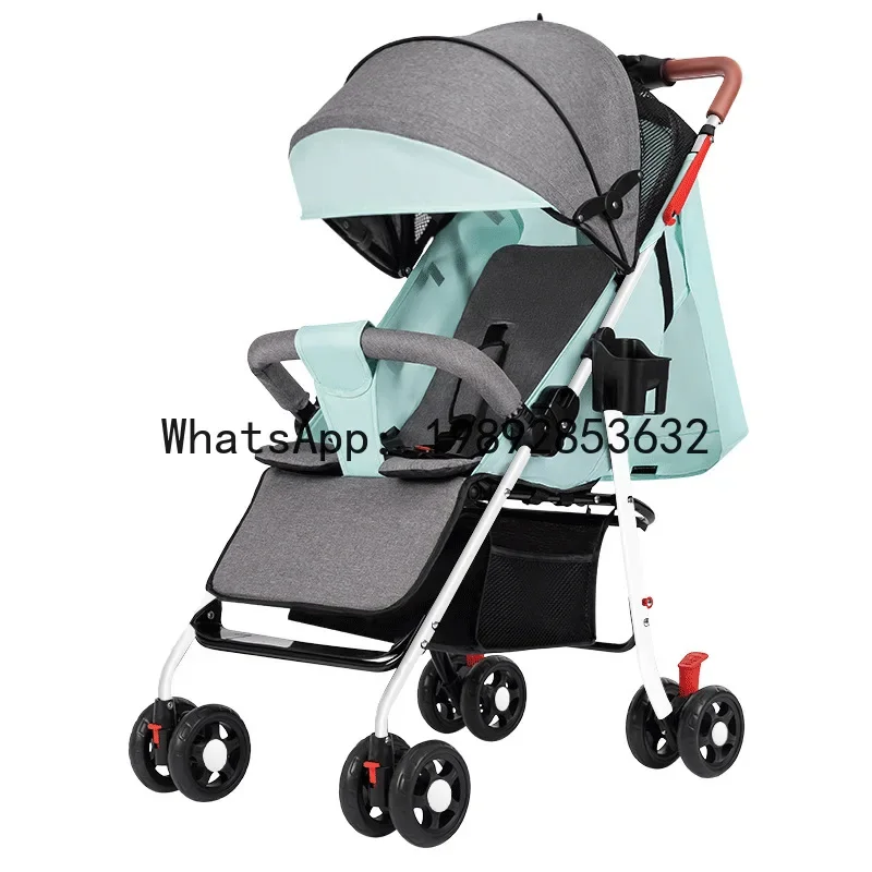 r15Lightweight Foldable Stroller for Children, Baby, and Kids with Four Wheels, Can Sit and Lie Down