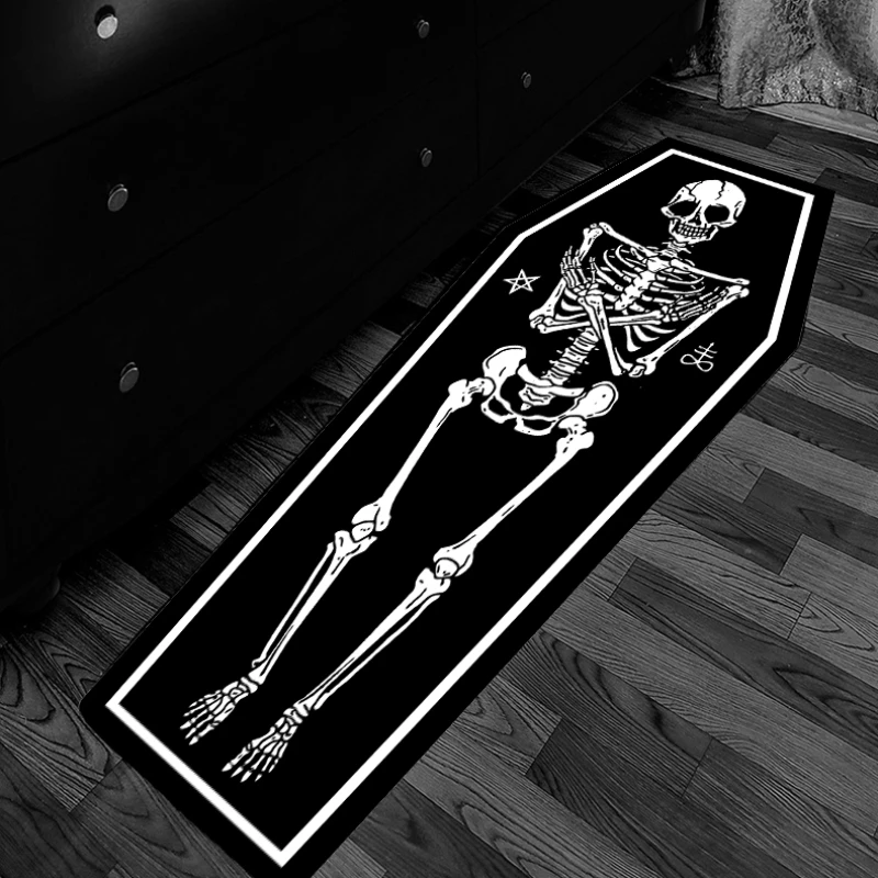 

Black White Skull Carpet Refreshing Comfortable Bedroom Carpets Abstract Luxury Entrance Rug Easy Care Balcony Rugs Tapis Tapete