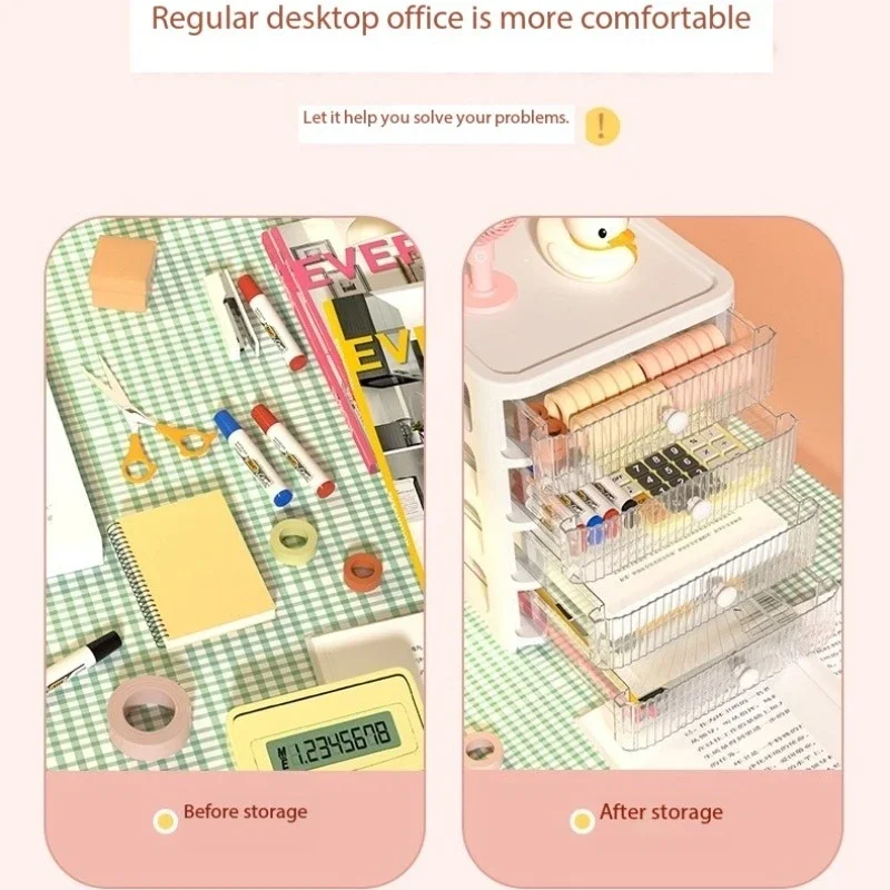 Multi-functional Desktop Drawer Box with Pen Holder and Hair Accessories Storage Shelf Desktop Storage Box Drawer-type Organizer