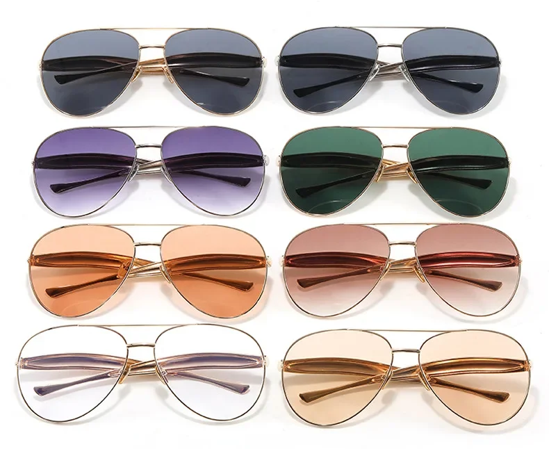 

New Fashion Metal Frame Sunglasses UV400 Male and Female Pilot Personalized Glasses Sunscreen Travel Toad Shaped Sunglasses