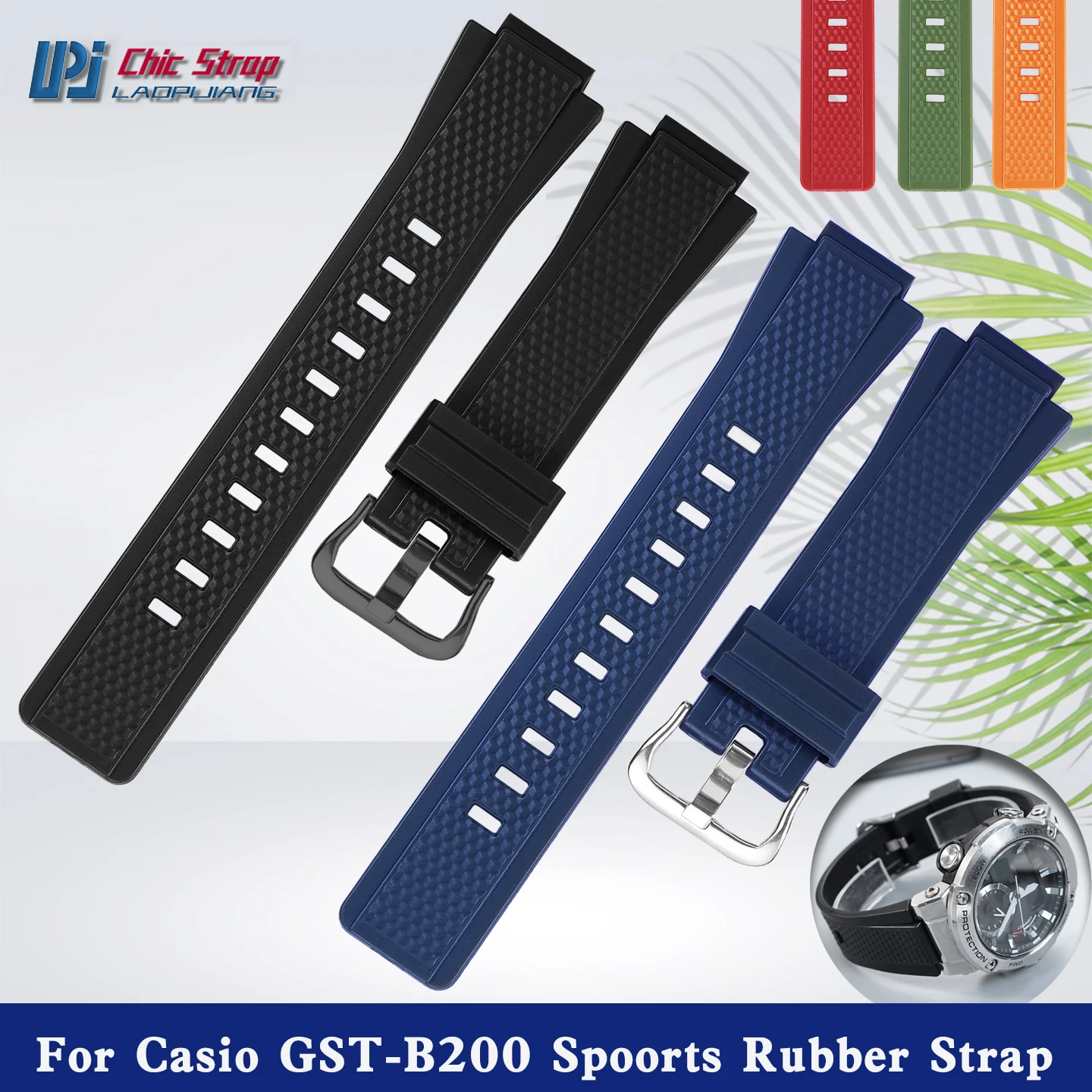 

Для Casio G-shock GST-B200 Спорт на открытом воздухе Водонепроницаемый силиконовый ремешок для часов G-STEEL GSTB200 Сменный полимерный ремешок для часов 16 мм Мягкий