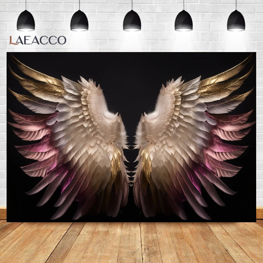 Blooming Wings Background Colorful Abstract Feather Decoration Flying Angel Wings Party Photo Backdrop Natural Photo Studio Prop