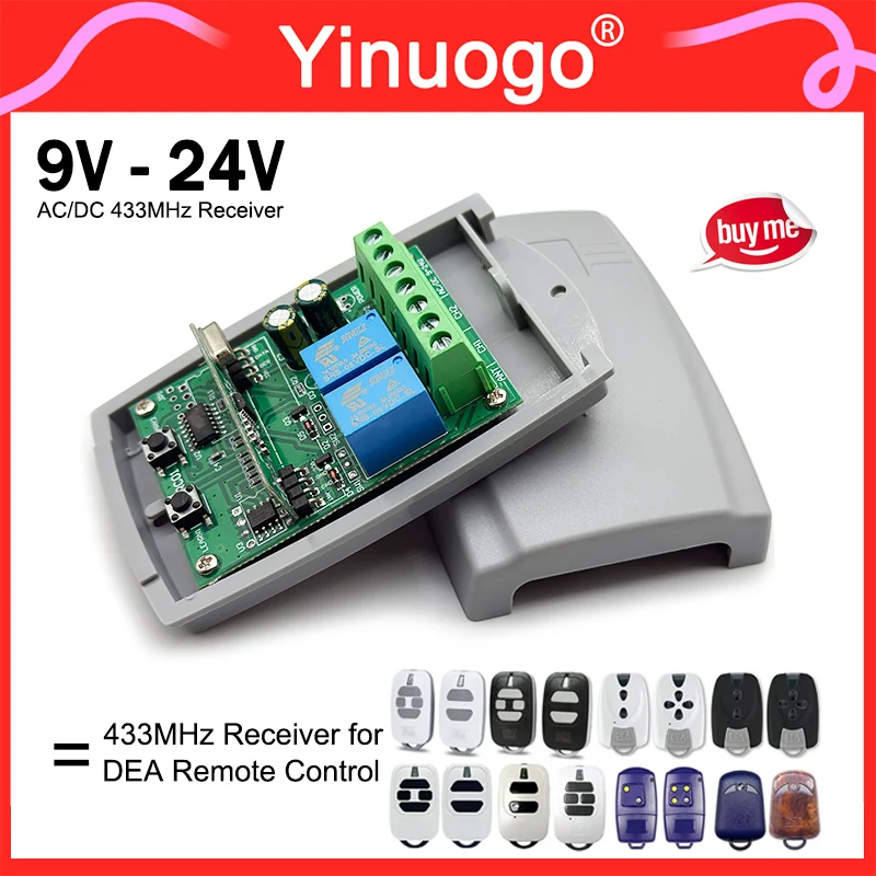 

433.92MHz Garage Door Reciever Controller 9V-24V AC/DC For DEA GT2 GT4 GTI2 GTI4 TR2 TR4 TR2N TR4N GTI2N GTI4N GTI2M GTI4M