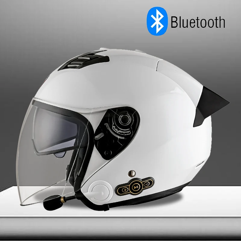 Motorcycle Helmets Man Bluetooth Half-cover Helmet High Transparency Dual Lens Moto Casco Capacete CCC DOT Approved