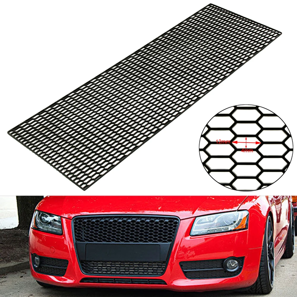 Racing Air Vent Mesh Grills Universal Fit for Car Cuttable Front Bumper Honey Comb Vent Grille Mesh Sheet 120x40cm ABS&Aluminium