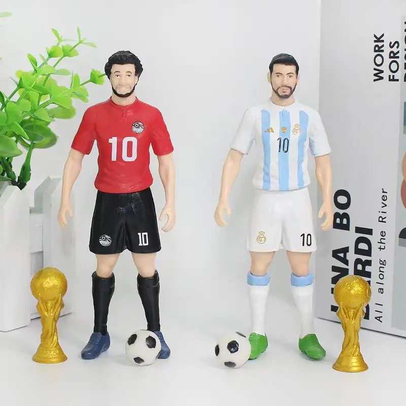 8pcs/Set Figurine Bintang Sepak Bola C.Ronaldo Messi Mbappe, Perlengkapan Penggemar, dan Suvenir untuk Real Madrid dan Barcelona