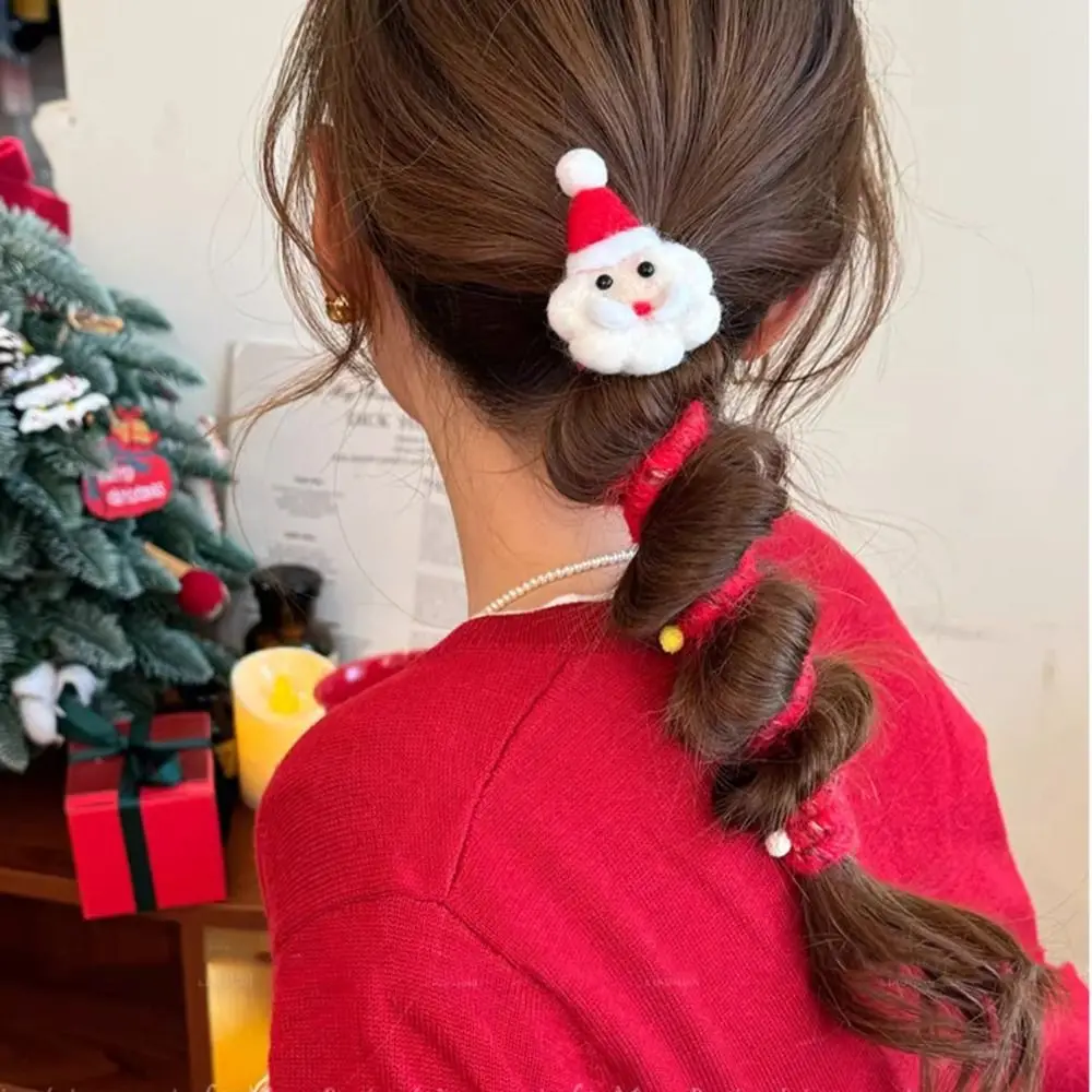 Elk Telephone Line Hair Rope Plush Elastic Bowknot Hair Ring Korean Style Ponytail Holder Christmas Tree Ponytail Holder Wedding