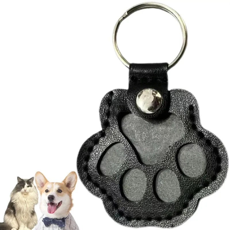 PU-Leder Gedenk-Schlüsselanhänger für Tierhaare, Katzenpfoten-Schlüsselanhänger, DIY Selbstgemachter Haustier-Gedenk-Schlüsselanhänger als Erinnerungsgeschenk für Tasche und Geldbörse – Detail 6