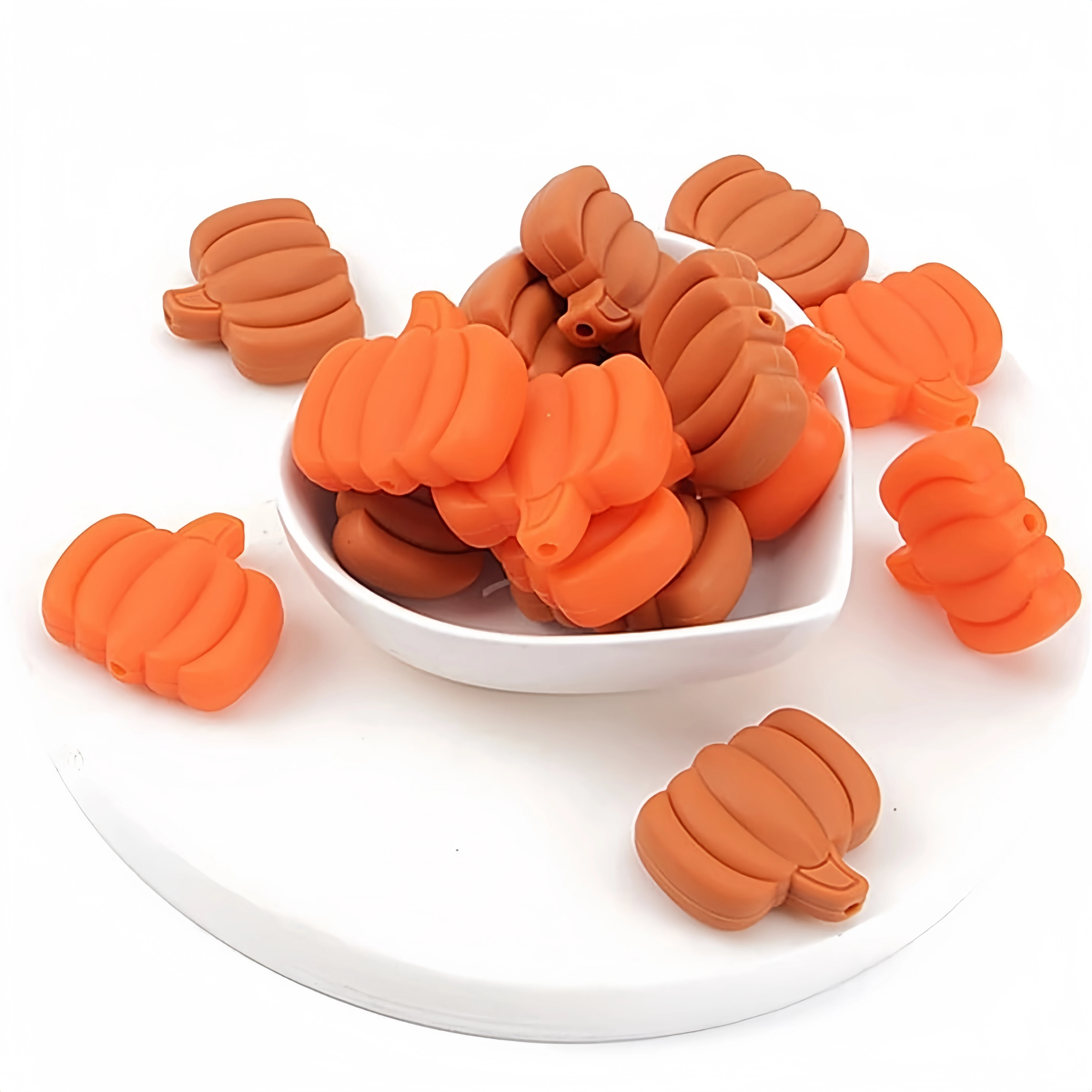 5/10Pcs Pumpkin Beads,Shaped Halloween Crafts Beads,Lovely Flat Beads,Loose Large Hole Spacer Beads,For Jewelry Making DIY Bangle Necklace