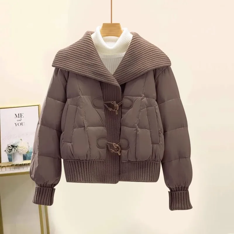 

Fashionable Warm Cotton Jacket Women's Winter New Design Cotton Coat Korean Style Loose Fit Long Sleeve Navy Collar Regular L...