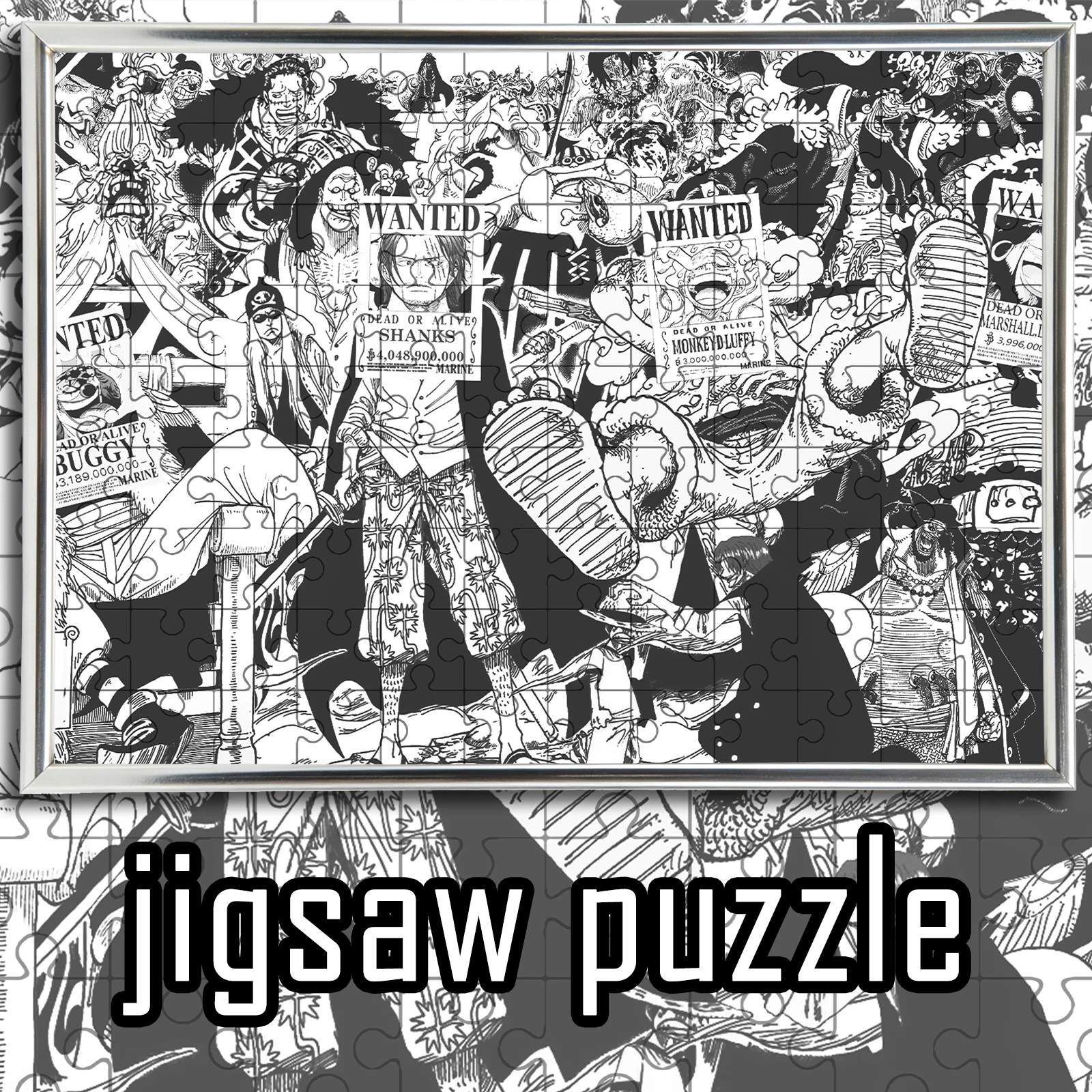 

One Piece Black and White Comics Reward Order theme Jigsaw 108/200/300/500/1000pcs wooden floor game puzzle,home decoration,gift