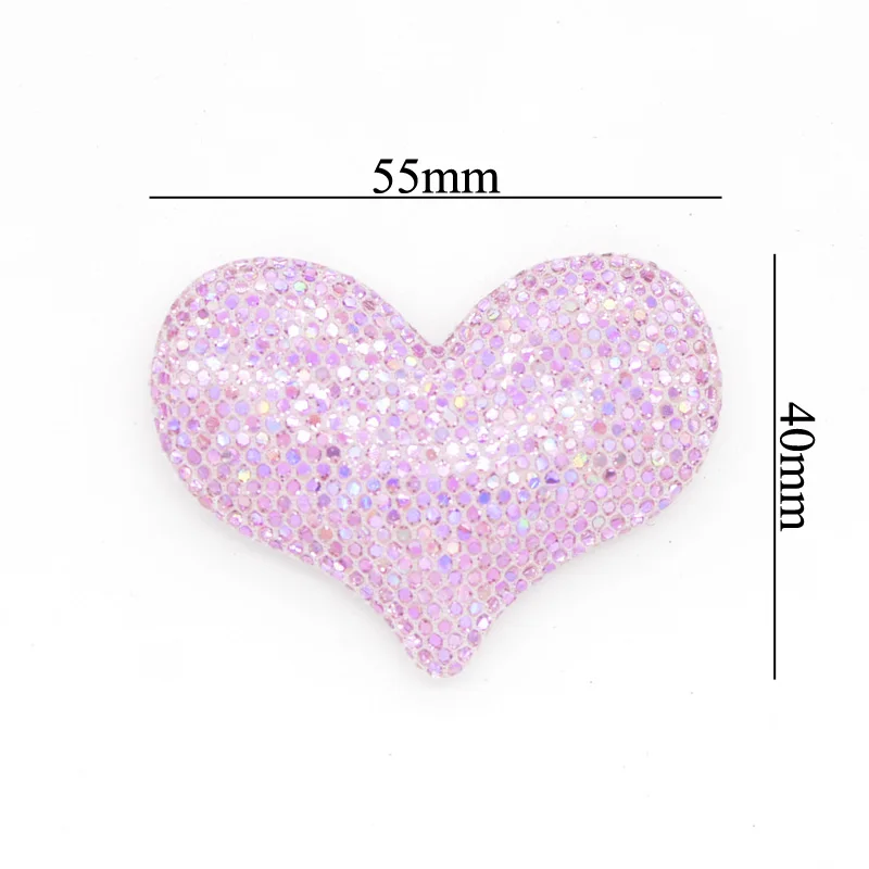 Fashion 12Pcs Glitter Colorful Sequins Padded Patches Heart Applique for DIY Girl Hat Decor Headwear Hair Clips Accessories